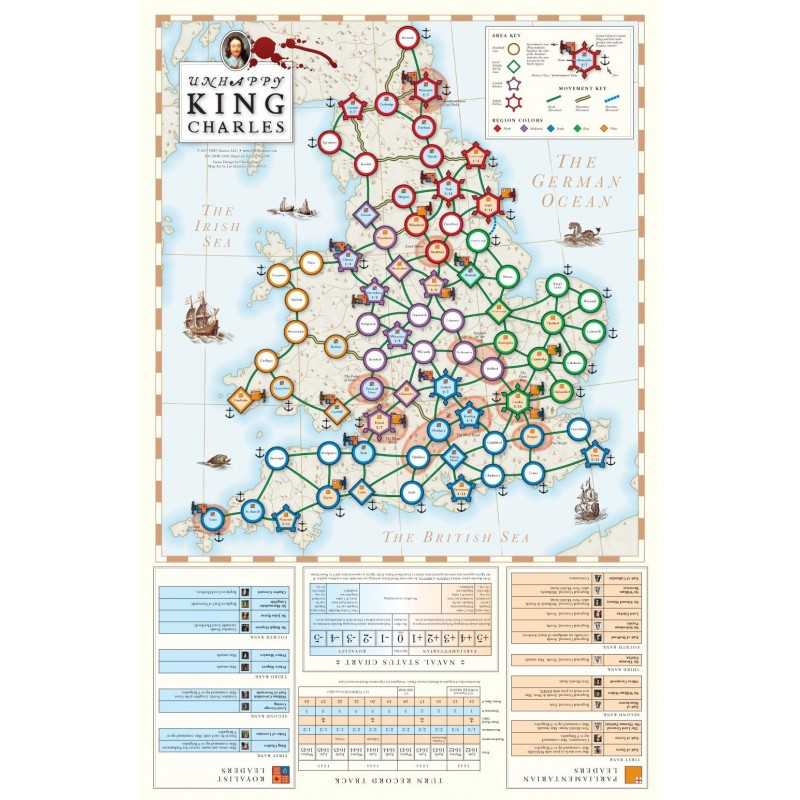 Unhappy King Charles mounted map Unhappy King Charles mounted map